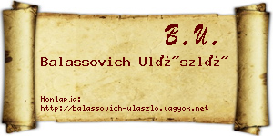 Balassovich Ulászló névjegykártya